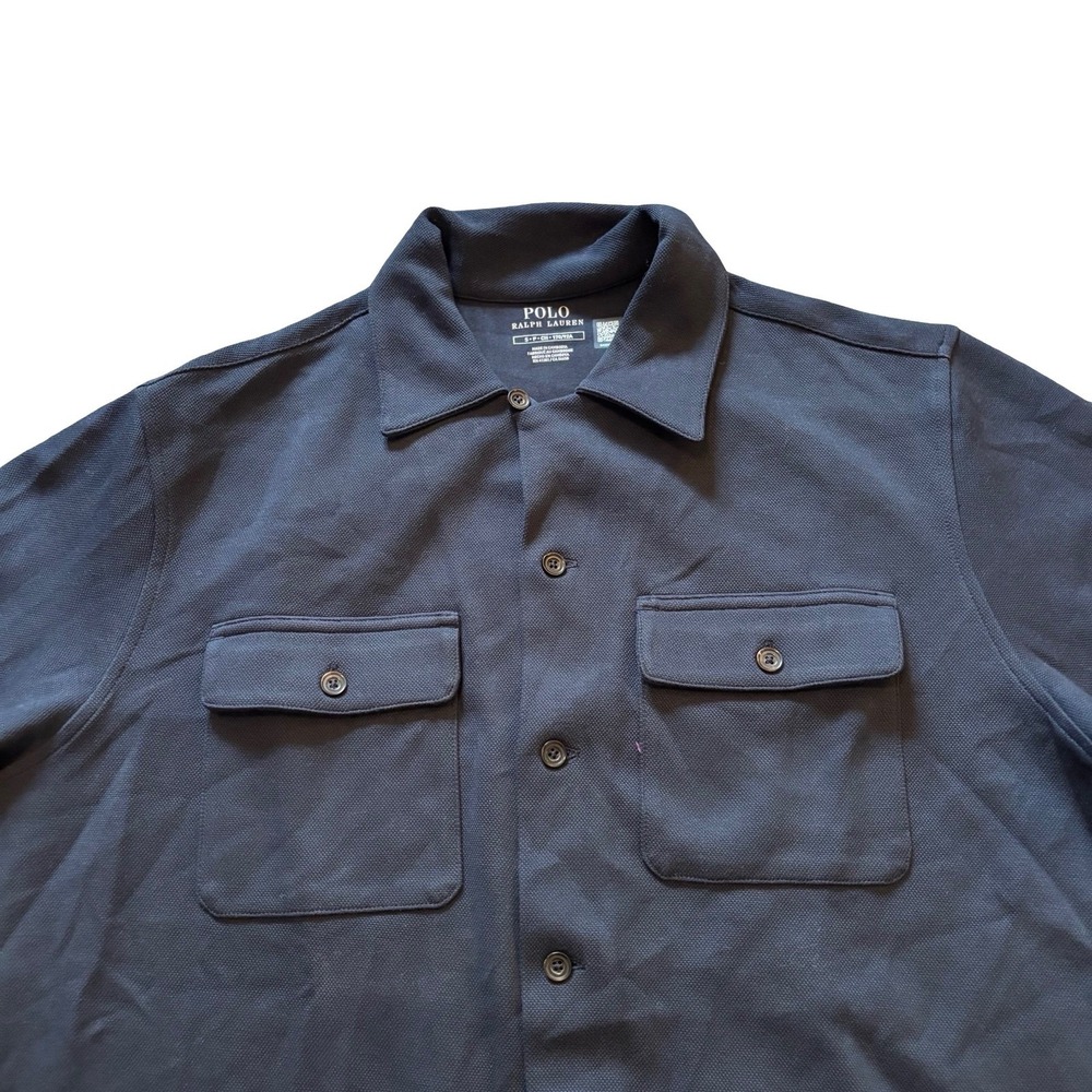 Polo Ralph Lauren‎ Mens Knit Overshirt Aviator Navy Blue Pique Shacket Small New